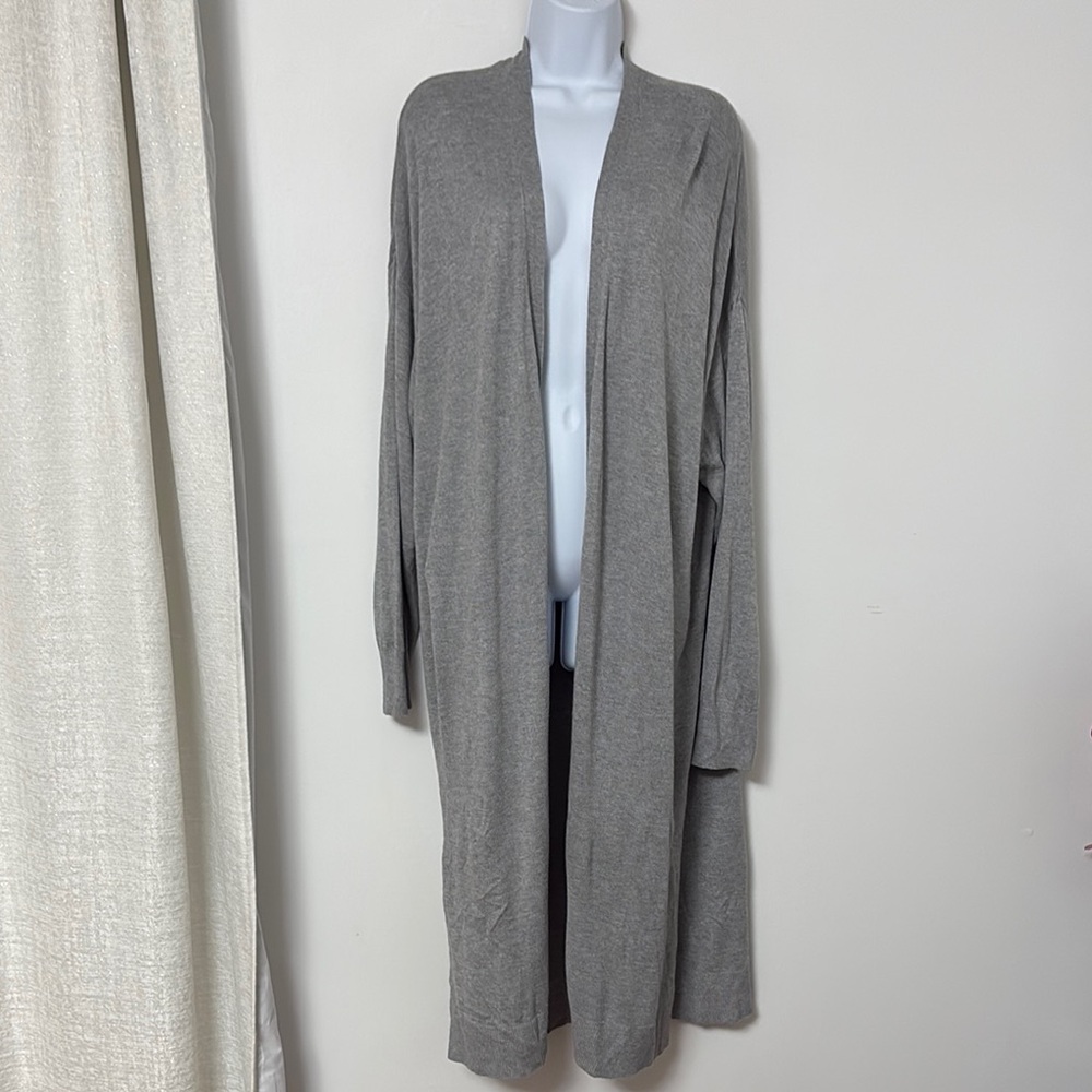 Ann Taylor Light Gray Open Front Duster Cardigan